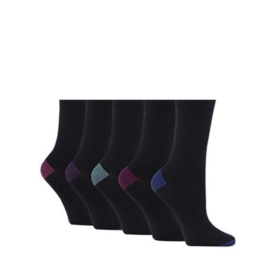 Pack of five black ankle high socks